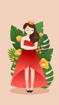 女神节女生站在花丛中