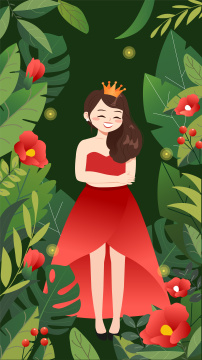 女神节女生站在花丛中
