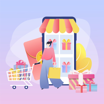 一个女生在用手机购物