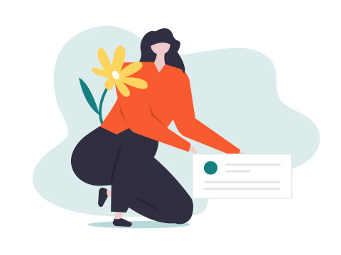 女生在查看信息