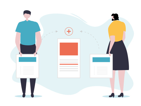 一对男女在婚恋网站上查看信息