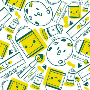 平铺无缝文具图案