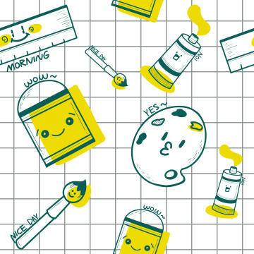 平铺无缝文具图案