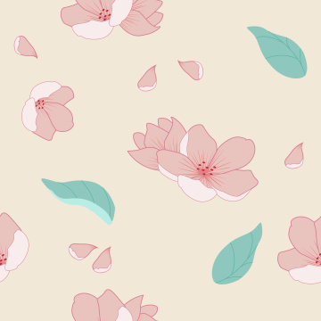 无缝平铺桃花图案