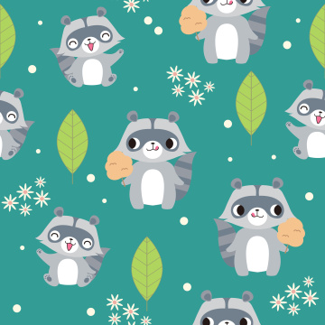 无缝平铺小浣熊吃棉花糖图案