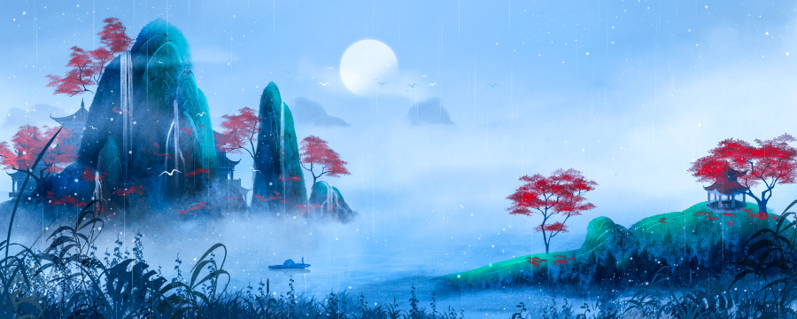 国风意境水墨山水画