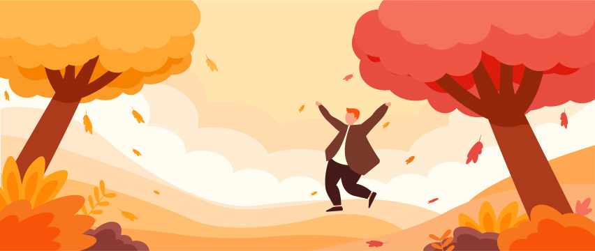 秋天风景简约插画