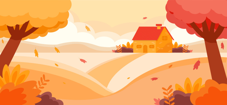 秋天风景简约插画