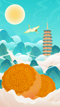 中秋节国潮插画