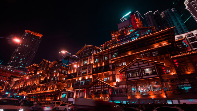 中国重庆旅游景点洪崖洞夜景