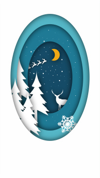 剪纸风圣诞节矢量插画素材