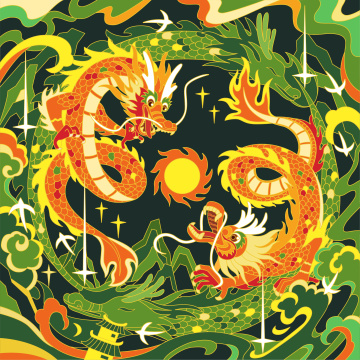 装饰画双龙戏珠