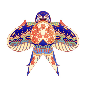 风筝元素图案手绘插画