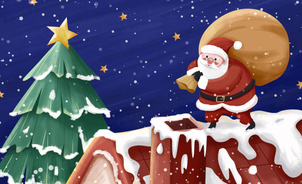 圣诞节大雪圣诞老人送礼物