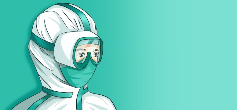 带护目镜的医护人员