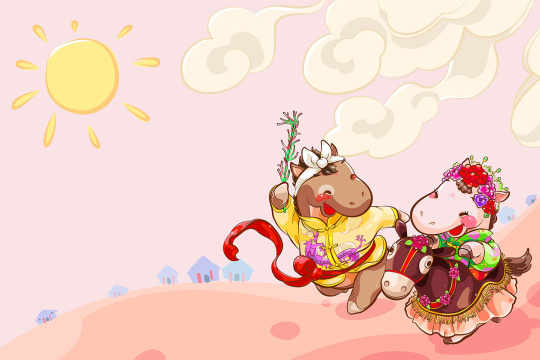 马年插画，扭秧歌