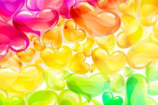 糖果色的心型图案
