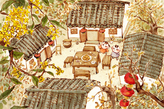 小孩子在四合院过中秋节