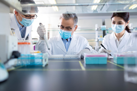 医学研究员在实验室工作