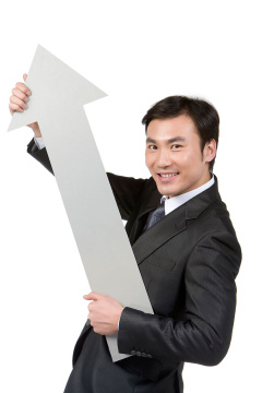拿箭头的商务人士