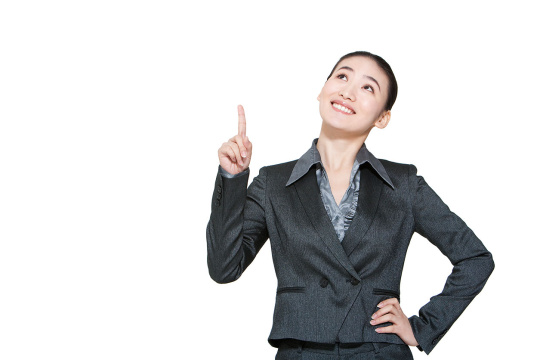 青年商务女士手指空中