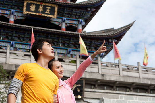 时尚男女旅游