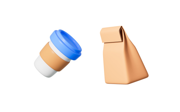 卡通饮料外卖打包3D渲染