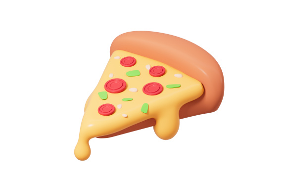 卡通切片芝士披萨模型3D渲染