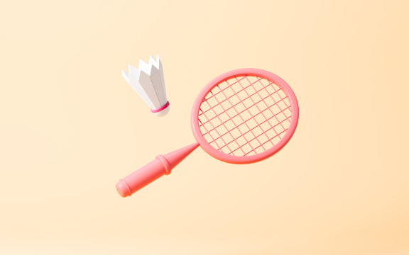 卡通羽毛球与球拍3D渲染