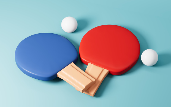 卡通乒乓球模型3D渲染