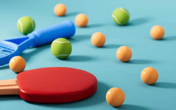 卡通乒乓球与网球3D渲染