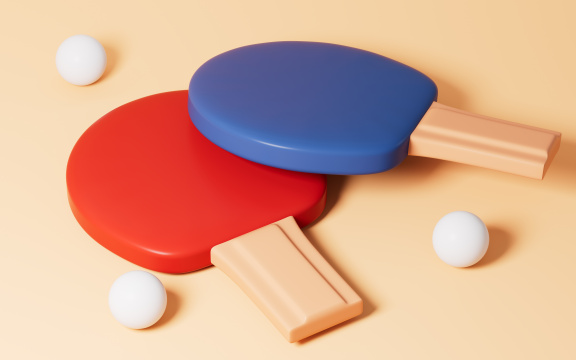 卡通乒乓球模型3D渲染