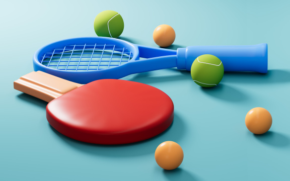 卡通乒乓球与网球3D渲染