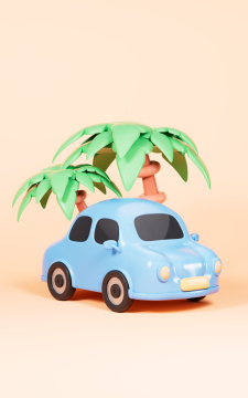 自驾游海边度假主题3D渲染