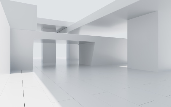 白色室外建筑空间背景 3D渲染