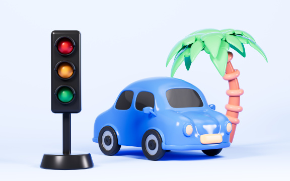 自驾游海边度假主题3D渲染