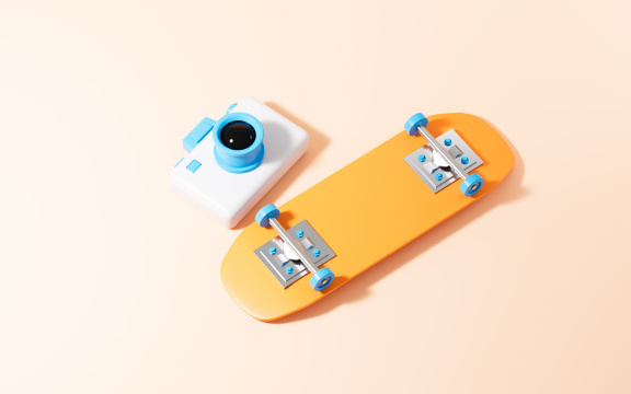 卡通相机与滑板3D渲染