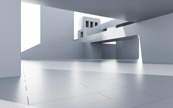 抽象室外建筑空间背景 3D渲染