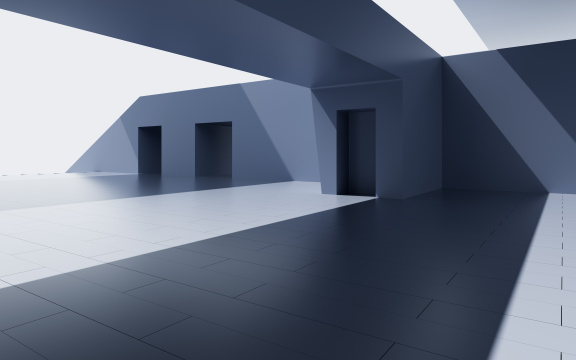 抽象室外建筑空间背景 3D渲染