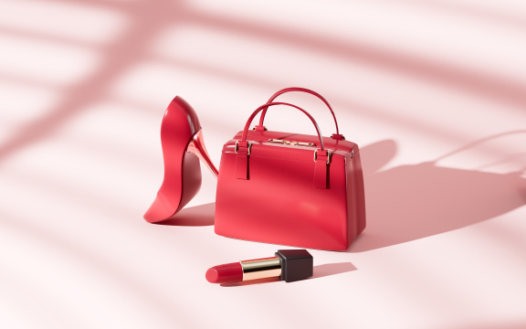 女性包包和高跟鞋模型3D渲染