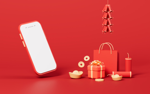 过年购物主题场景3D渲染