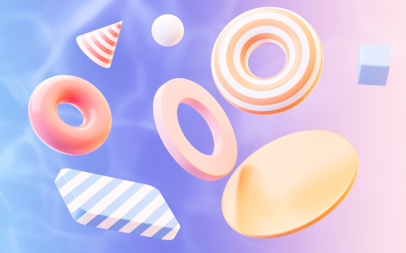 抽象漂浮的几何体3D渲染