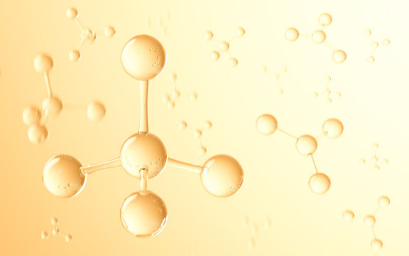 金色的微观分子结构3D渲染