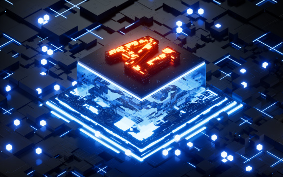 5G技术与电子芯片背景3D渲染