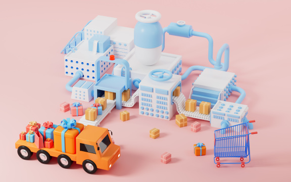 礼盒与货物运输3D渲染