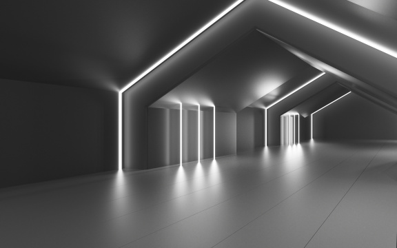 黑色的霓虹隧道3D渲染