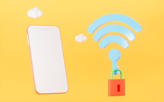 手机与WIFI图标3D渲染