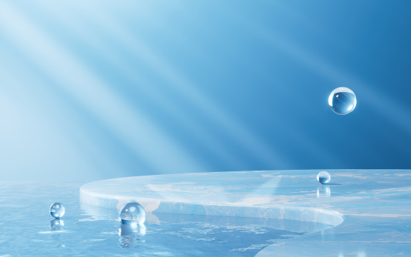 水面上的展示台3D渲染