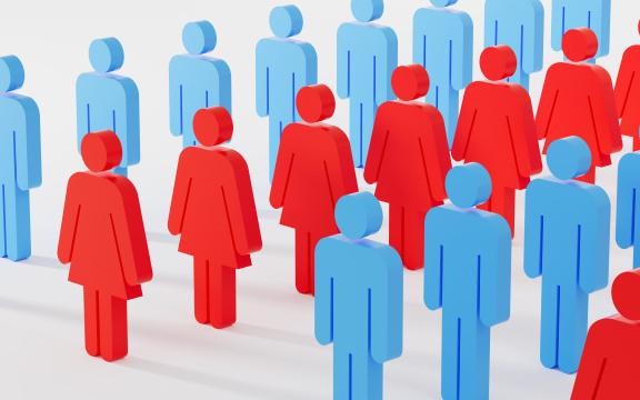 男性与女性人物模型与社交关系3D渲染