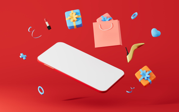 创意网络购物主题3D渲染